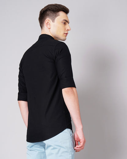 Contrast Pocket Black Shirt