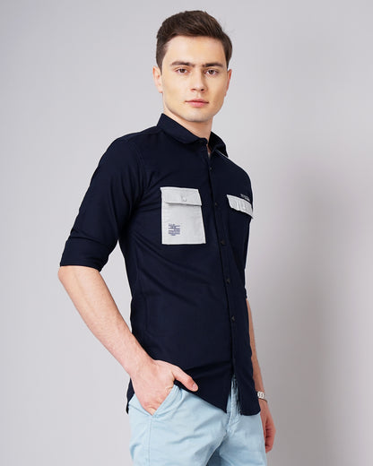 Contrast Pocket Navy Shirt