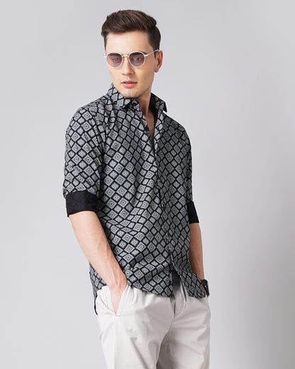 Motif Black Floral Shirt