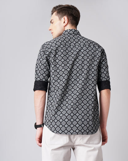 Motif Black Floral Shirt