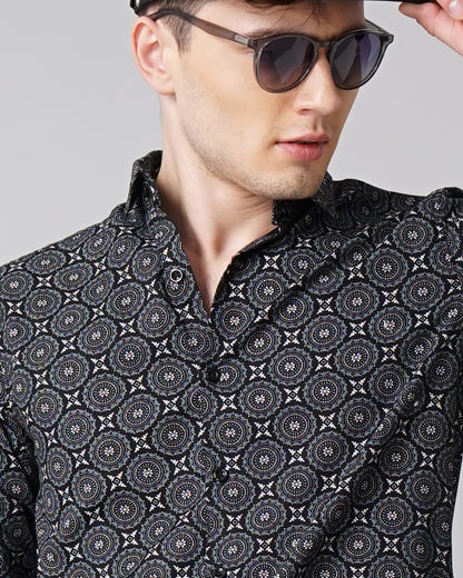 Mandala Black Printed Shirt