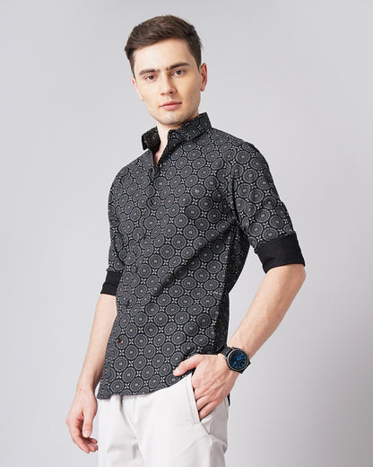 Mandala Black Printed Shirt