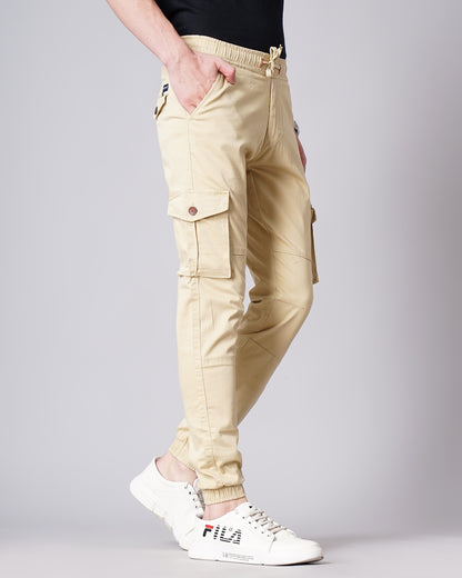 Solid Cream Cargo Pant