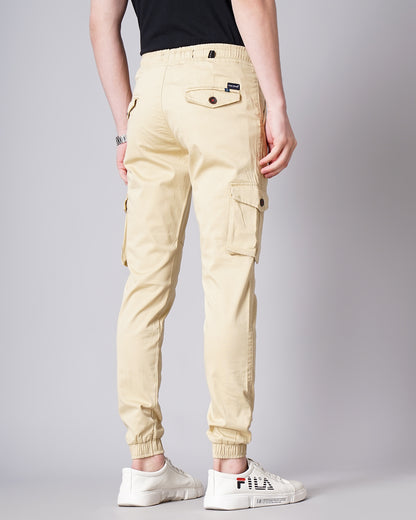 Solid Cream Cargo Pant