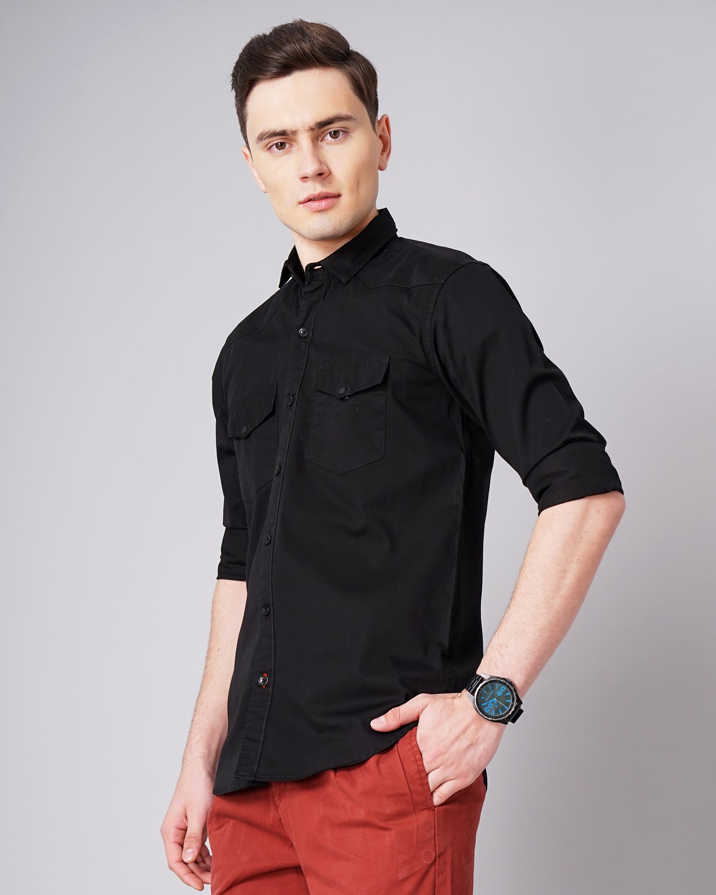 Stark Black Solid Shirt