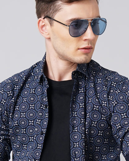 Mandala Navy Printed Shirt