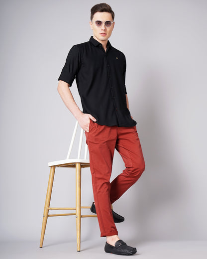 Solid Stretch Black Shirt