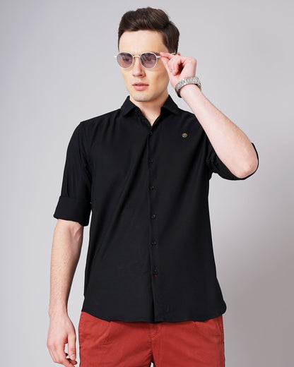 Solid Stretch Black Shirt