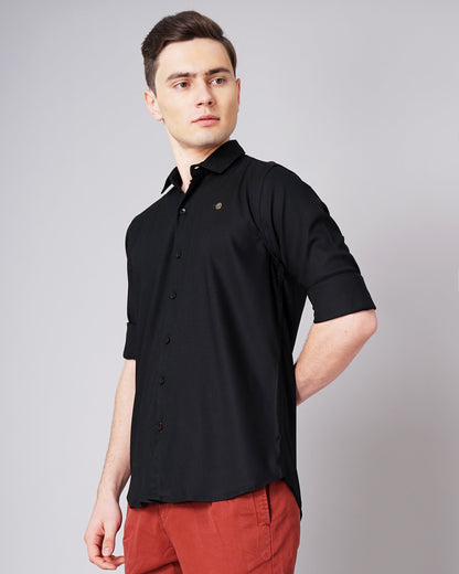 Solid Stretch Black Shirt