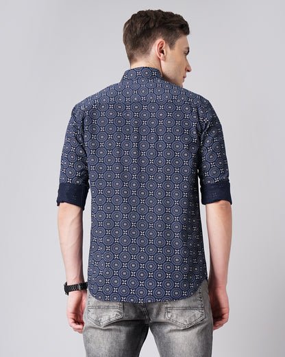 Mandala Navy Printed Shirt