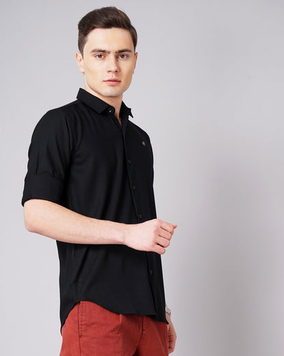 Solid Stretch Black Shirt