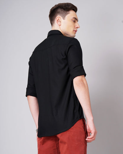 Solid Stretch Black Shirt