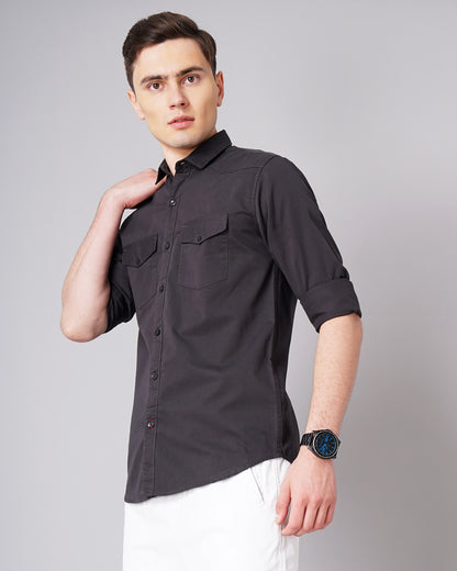 Stark Grey Solid Shirt