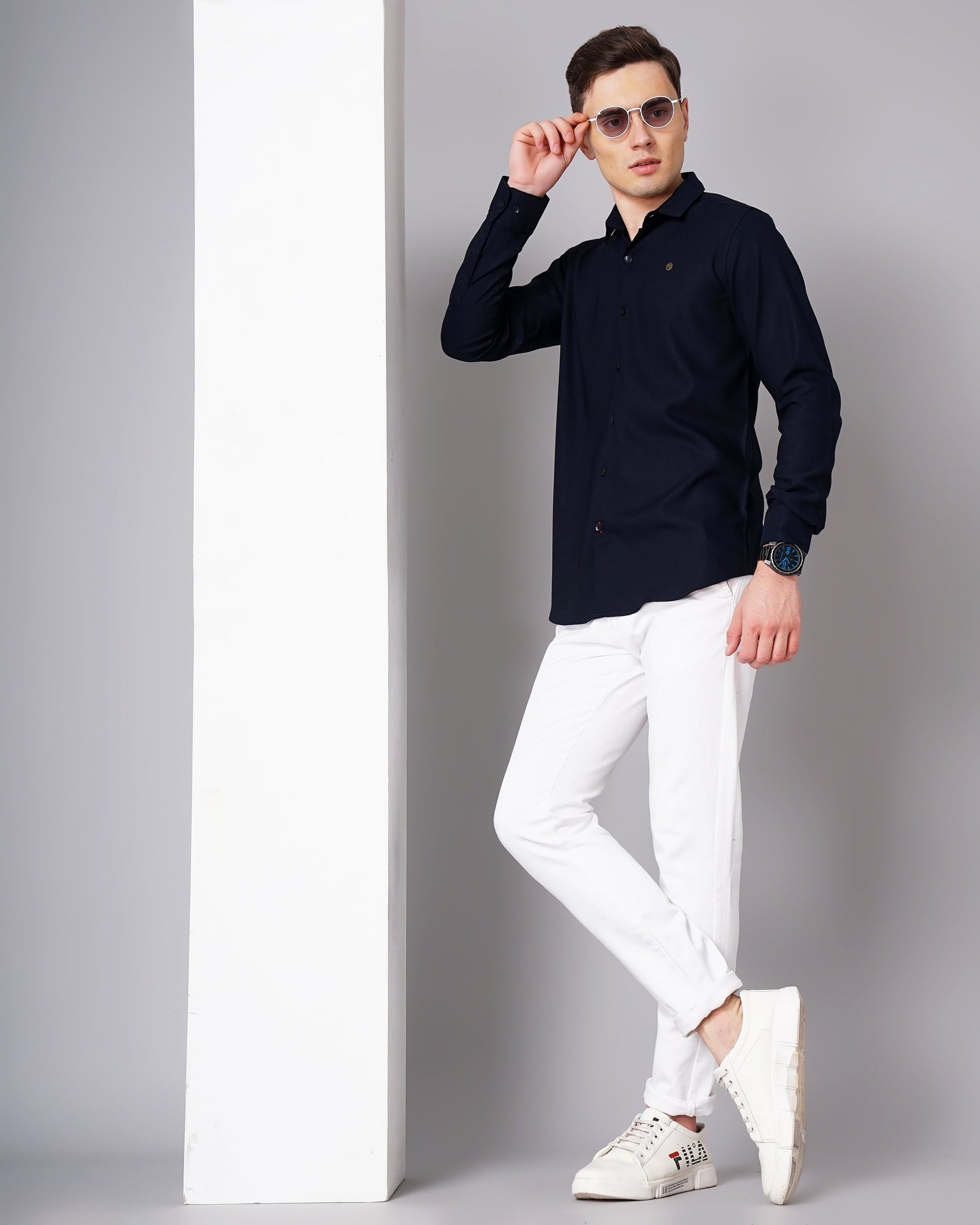 Solid Stretch Navy Shirt