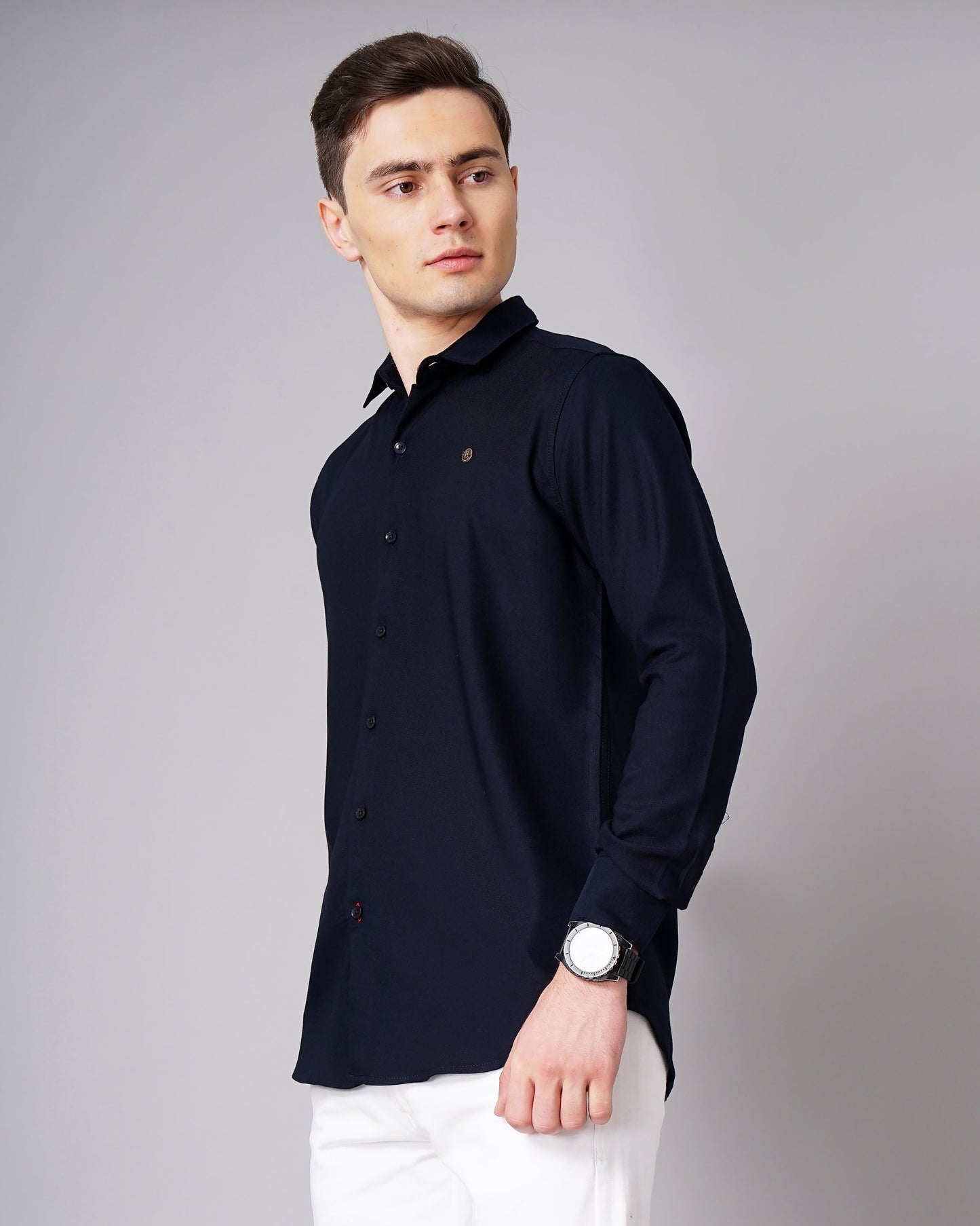 Solid Stretch Navy Shirt