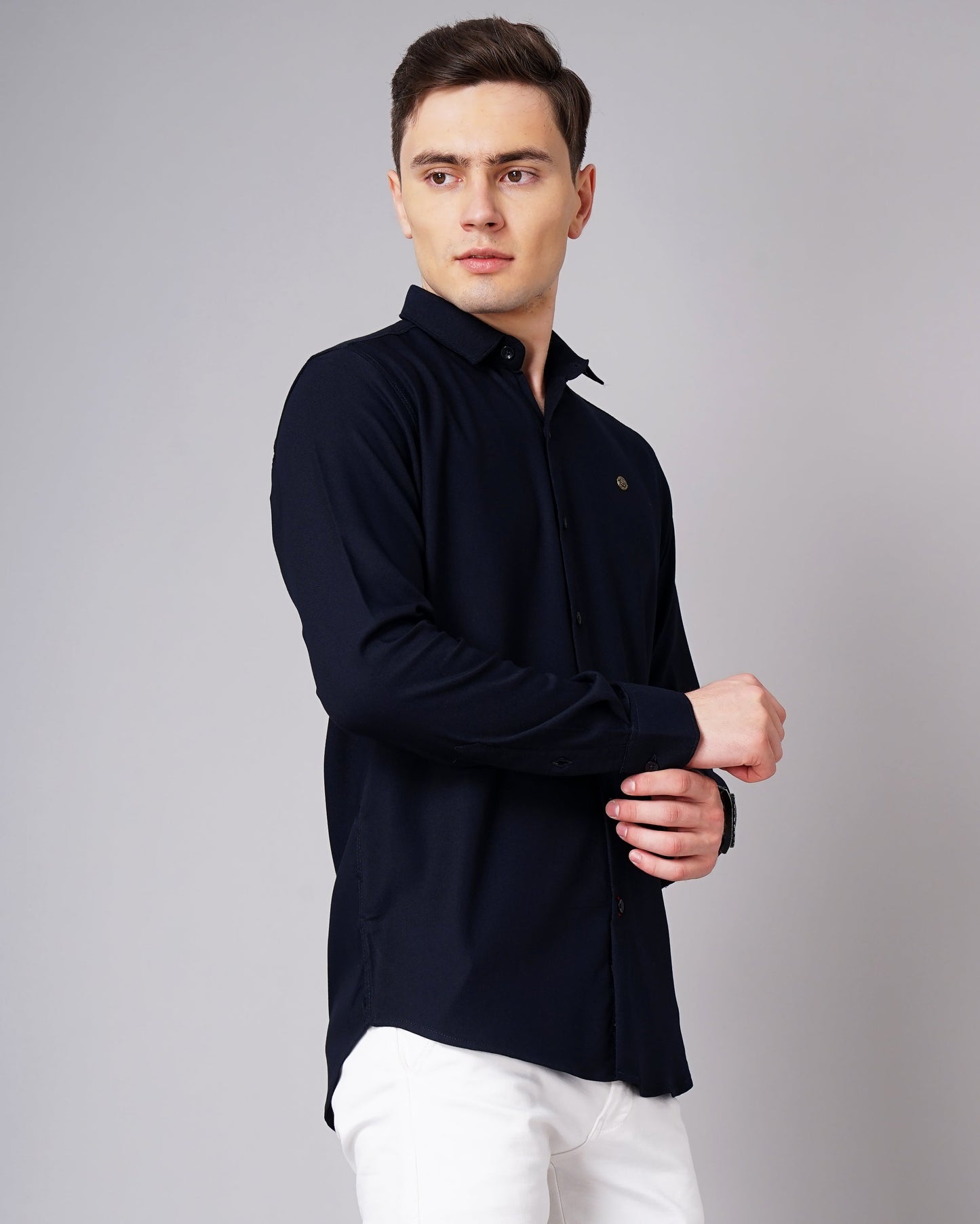 Solid Stretch Navy Shirt