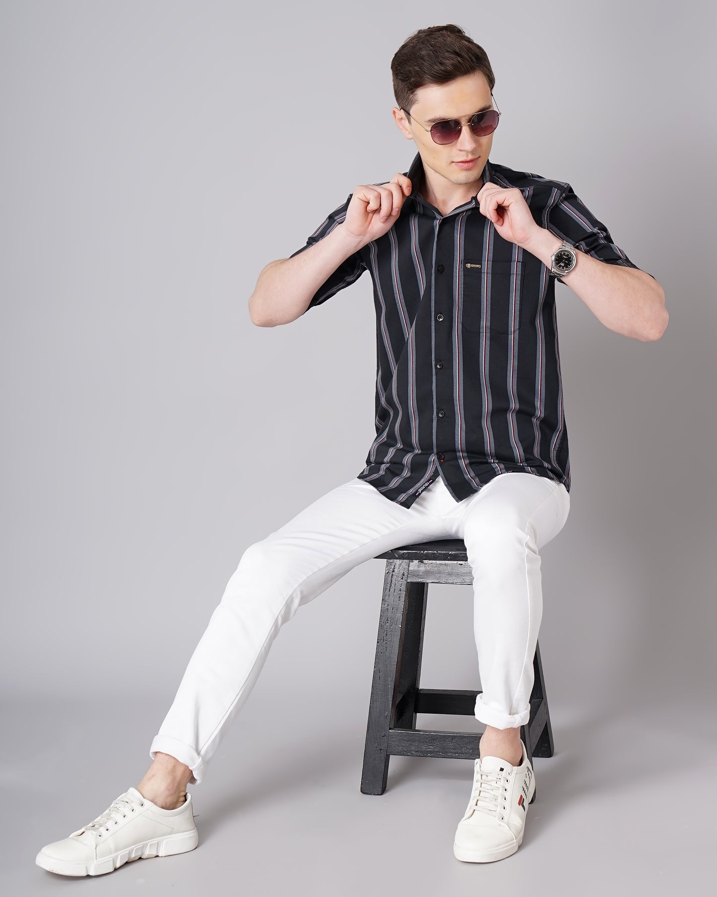 Jake Black Striped Shirt