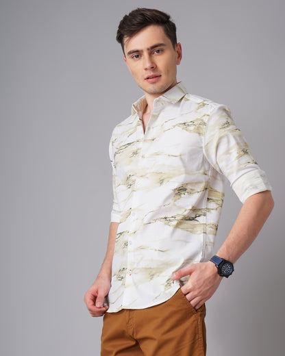 Surf Print White-Yellow Shirt