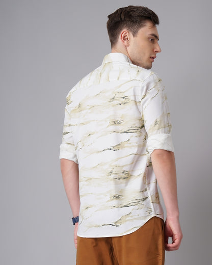 Surf Print White-Yellow Shirt