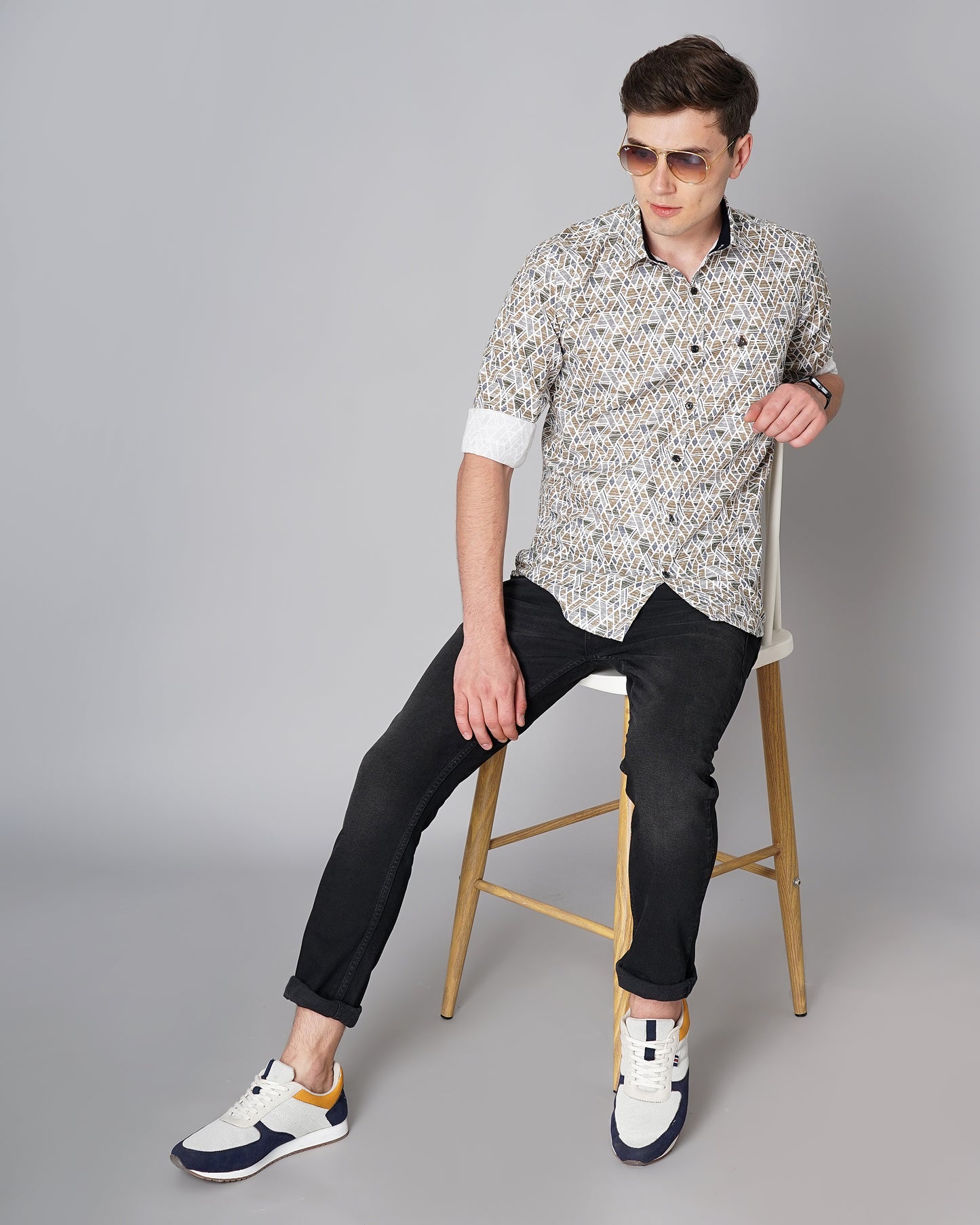 Rhombus Brown Printed Shirt