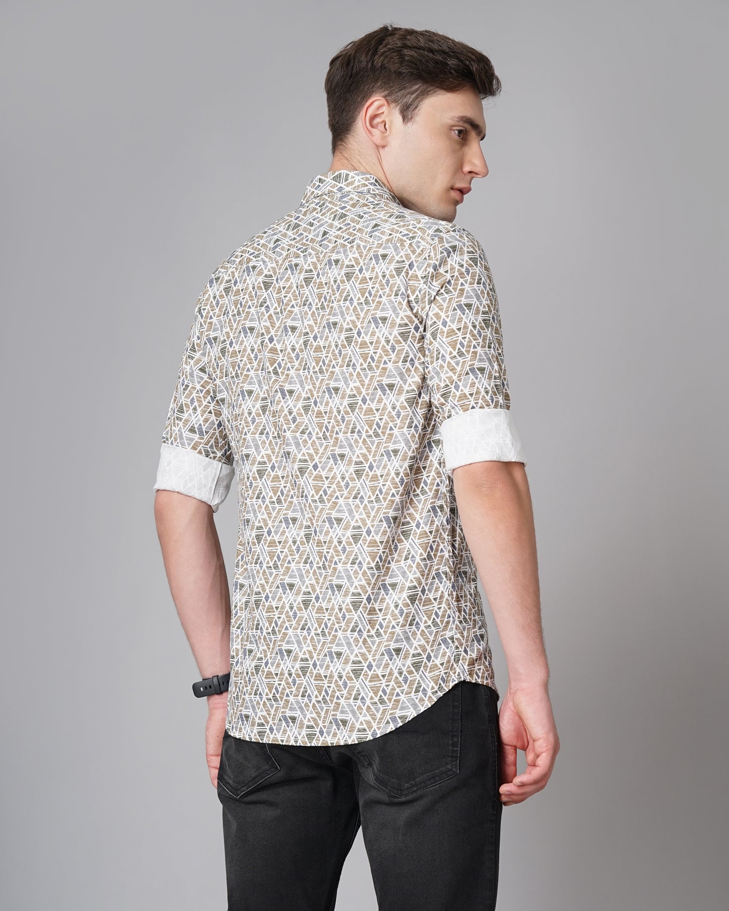 Rhombus Brown Printed Shirt