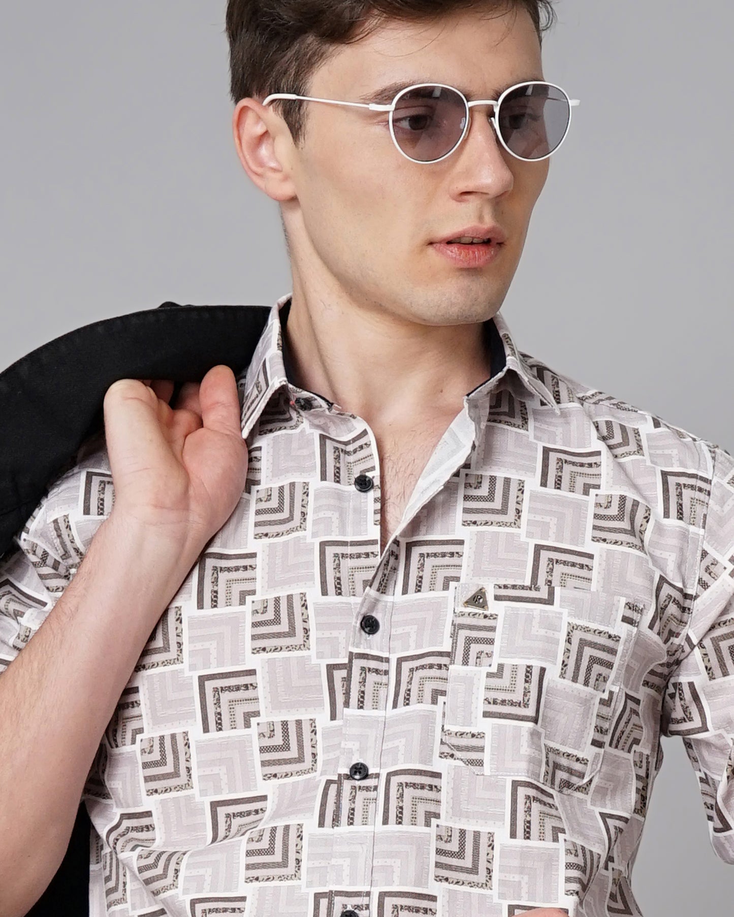 Square Mauve Printed Shirt