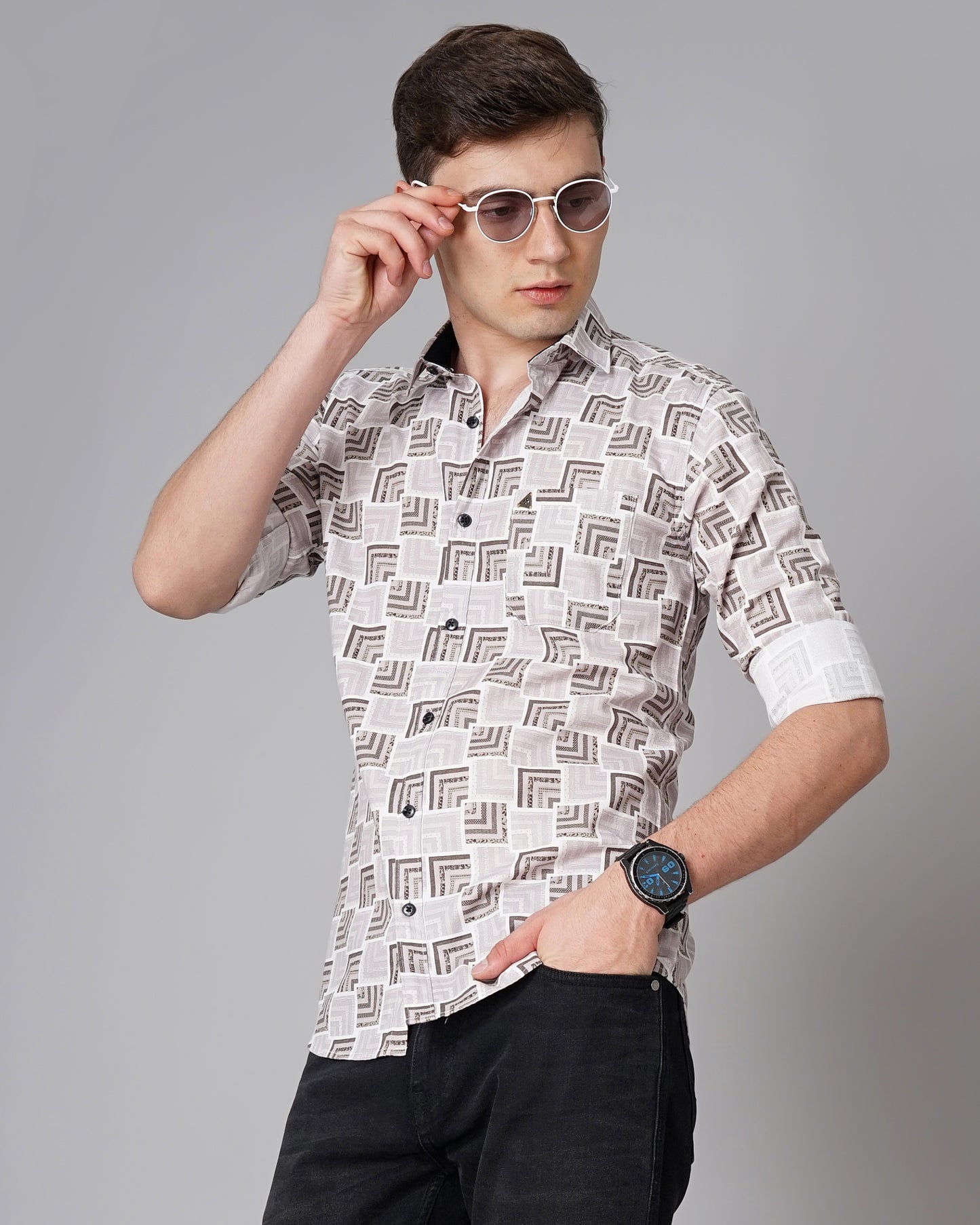 Square Mauve Printed Shirt