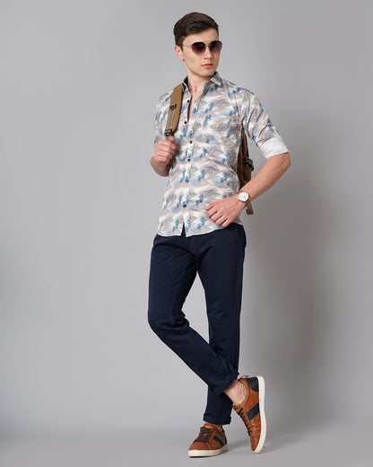 Flora Blue Printed Shirt