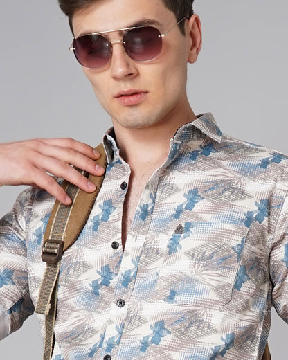 Flora Blue Printed Shirt