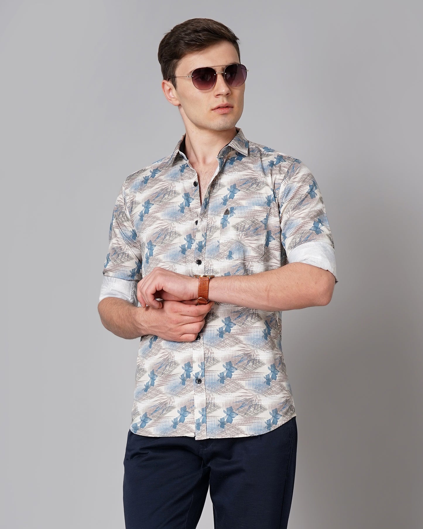Flora Blue Printed Shirt