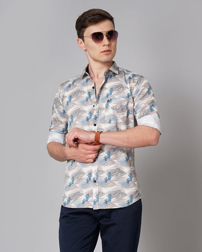 Flora Blue Printed Shirt
