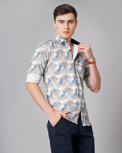 Flora Blue Printed Shirt