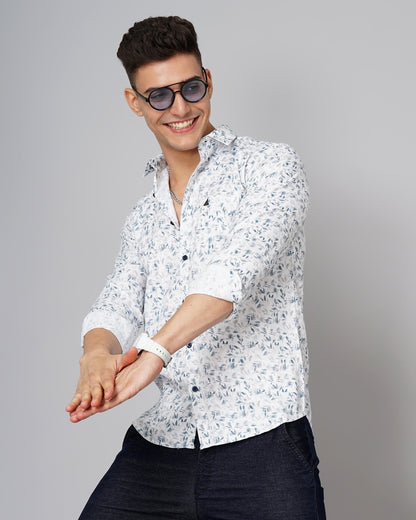 Rowan Floral White-Blue Shirt