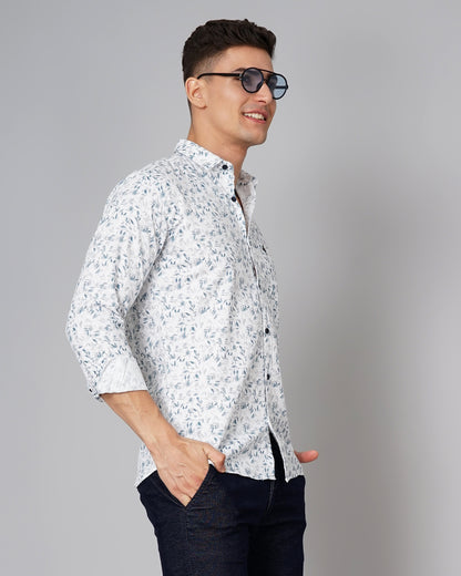 Rowan Floral White-Blue Shirt