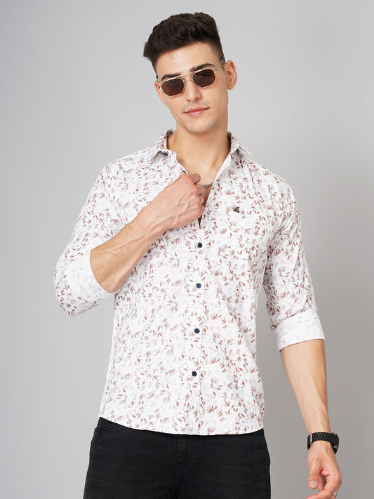 Rowan Floral White-Brown Shirt