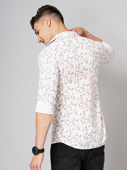 Rowan Floral White-Brown Shirt