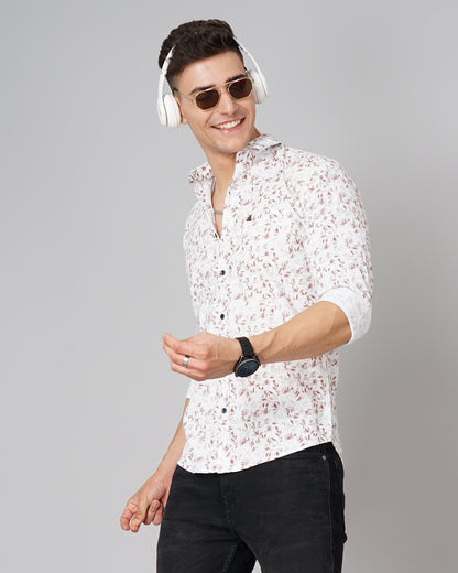 Rowan Floral White-Brown Shirt