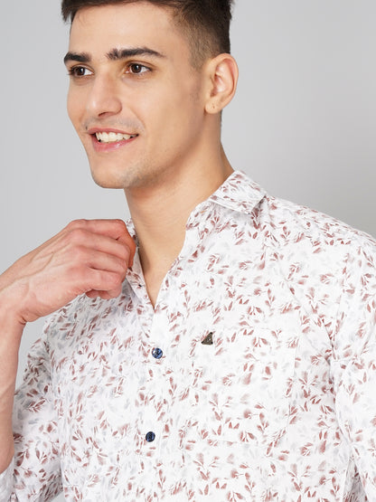 Rowan Floral White-Brown Shirt