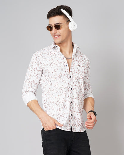 Rowan Floral White-Brown Shirt