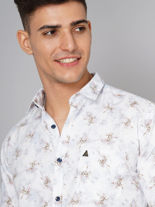 Abstract White-Blue Printed Shirt