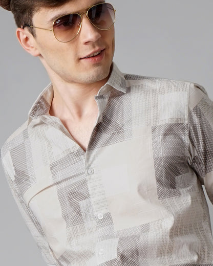 Verve Beige Checks Shirt