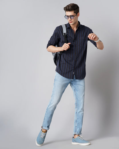 Indigo Blue Striped Shirt