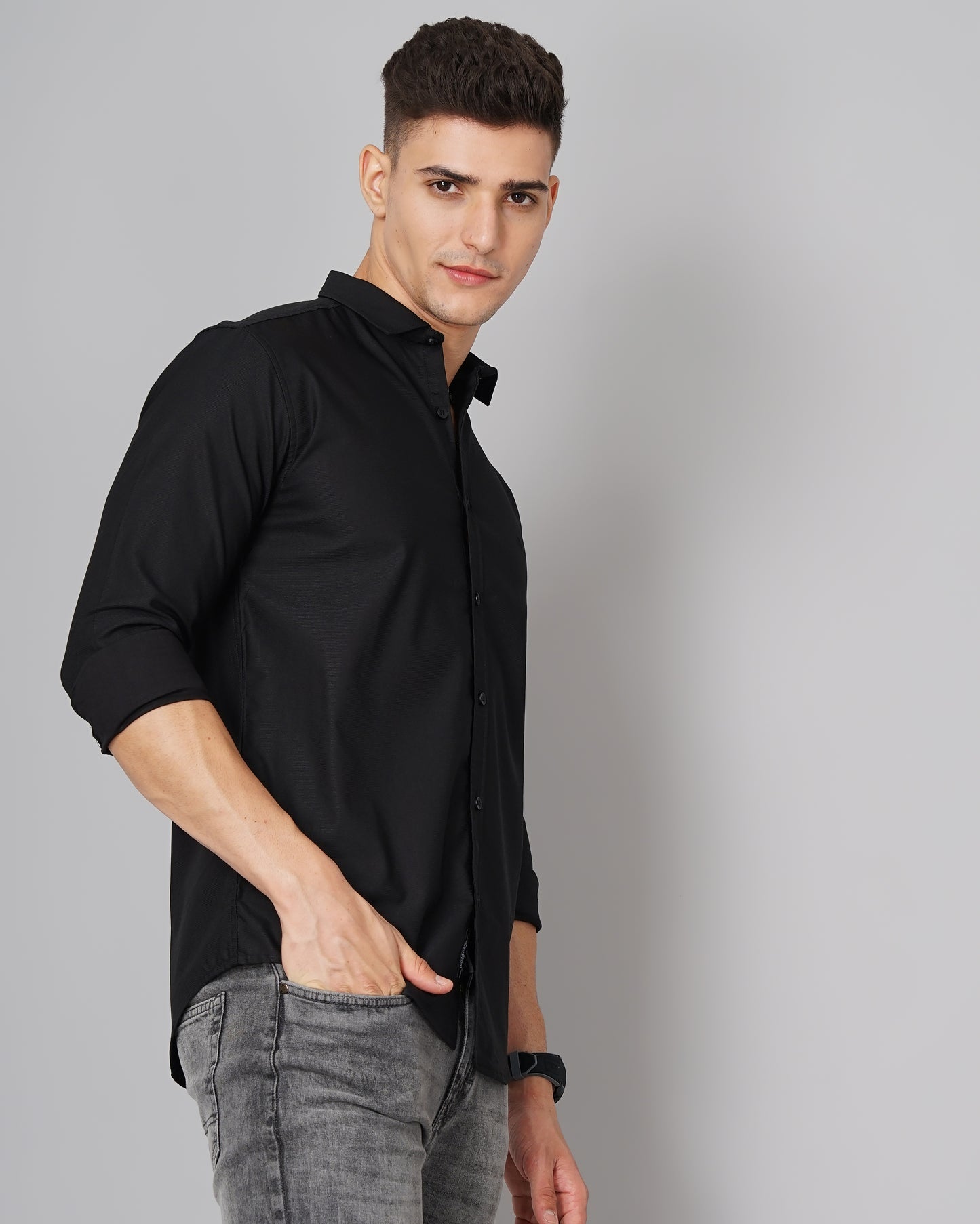 Delta Black Solid Shirt