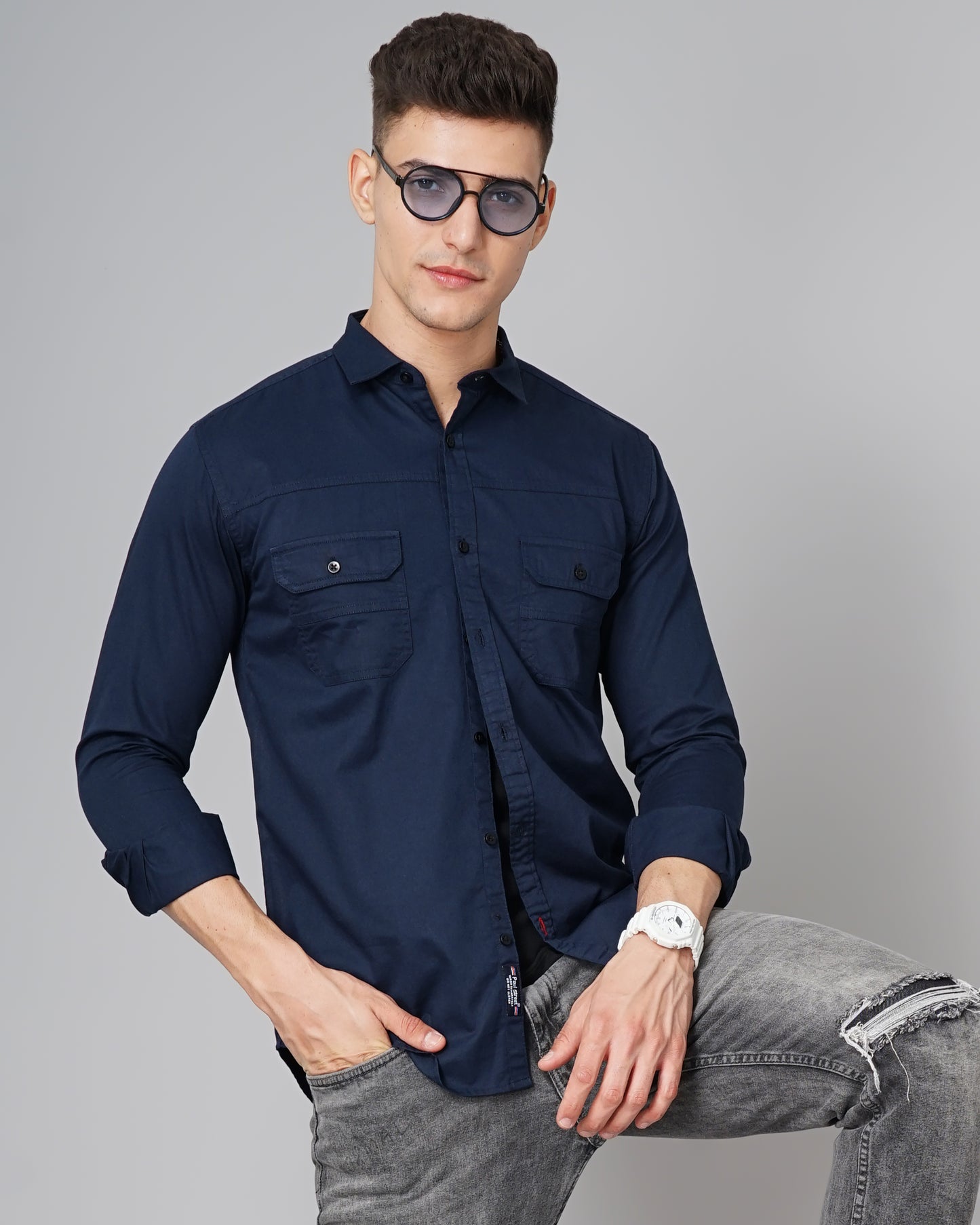 Overline Navy Shirt