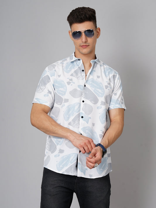 Abs Printed White Blue Shirt