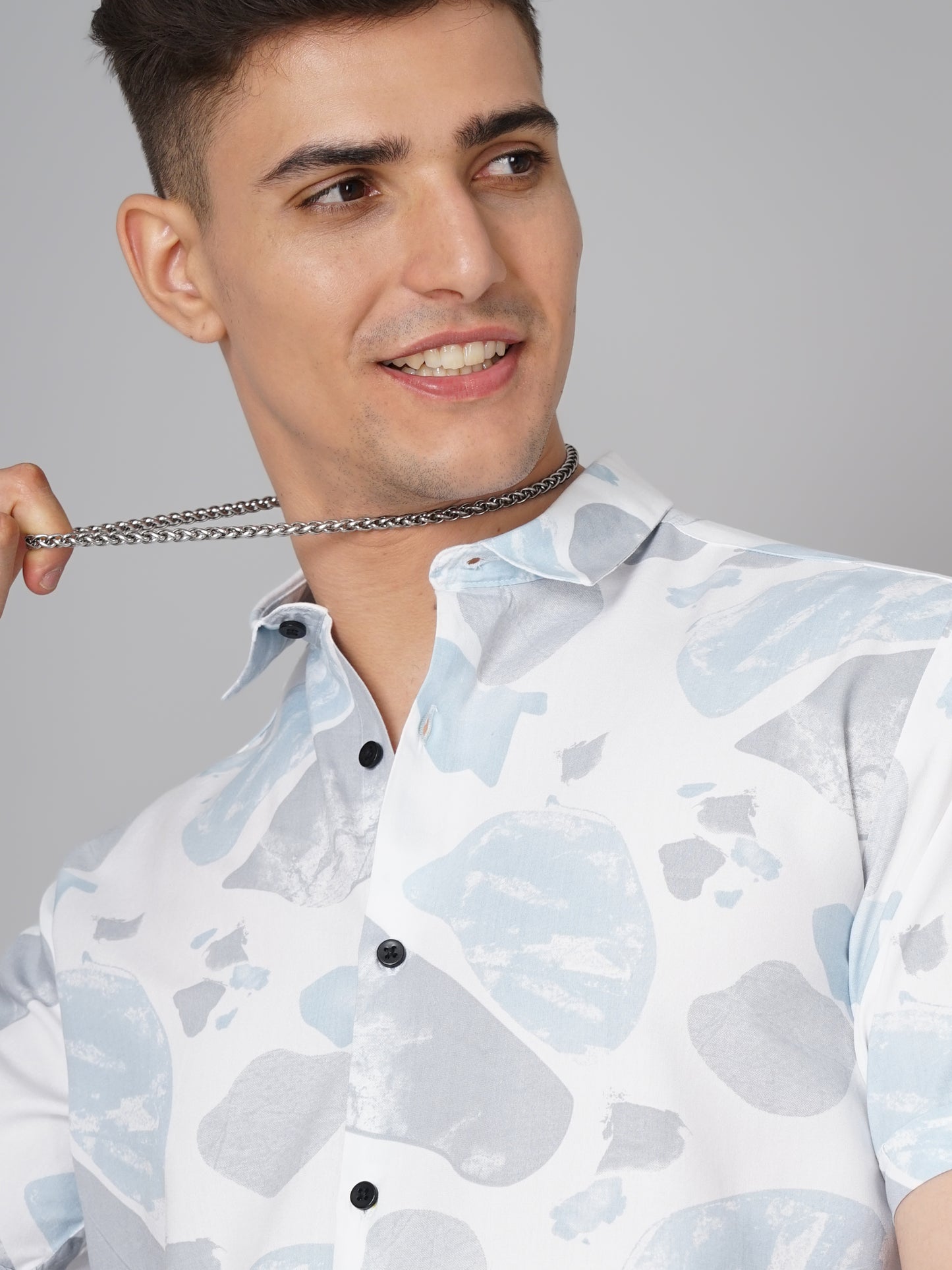 Abs Printed White Blue Shirt