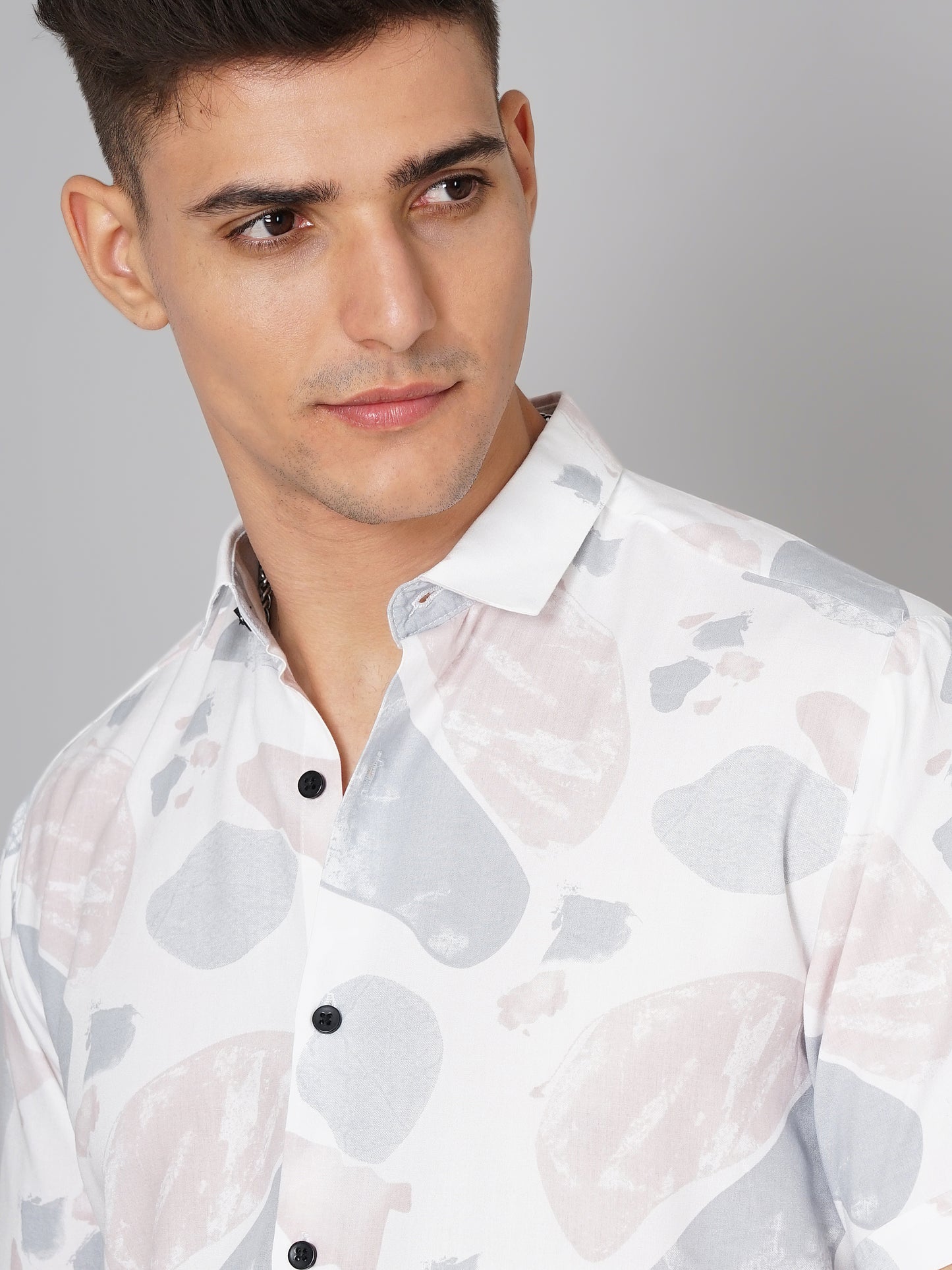 Abs Printed White Pink Shirt