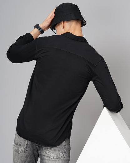 Twill Black Solid Shirt