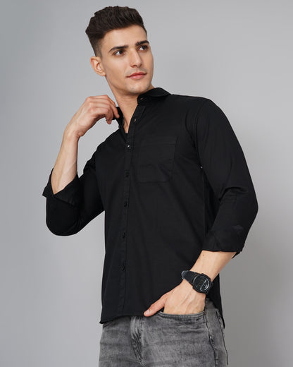 Twill Black Solid Shirt