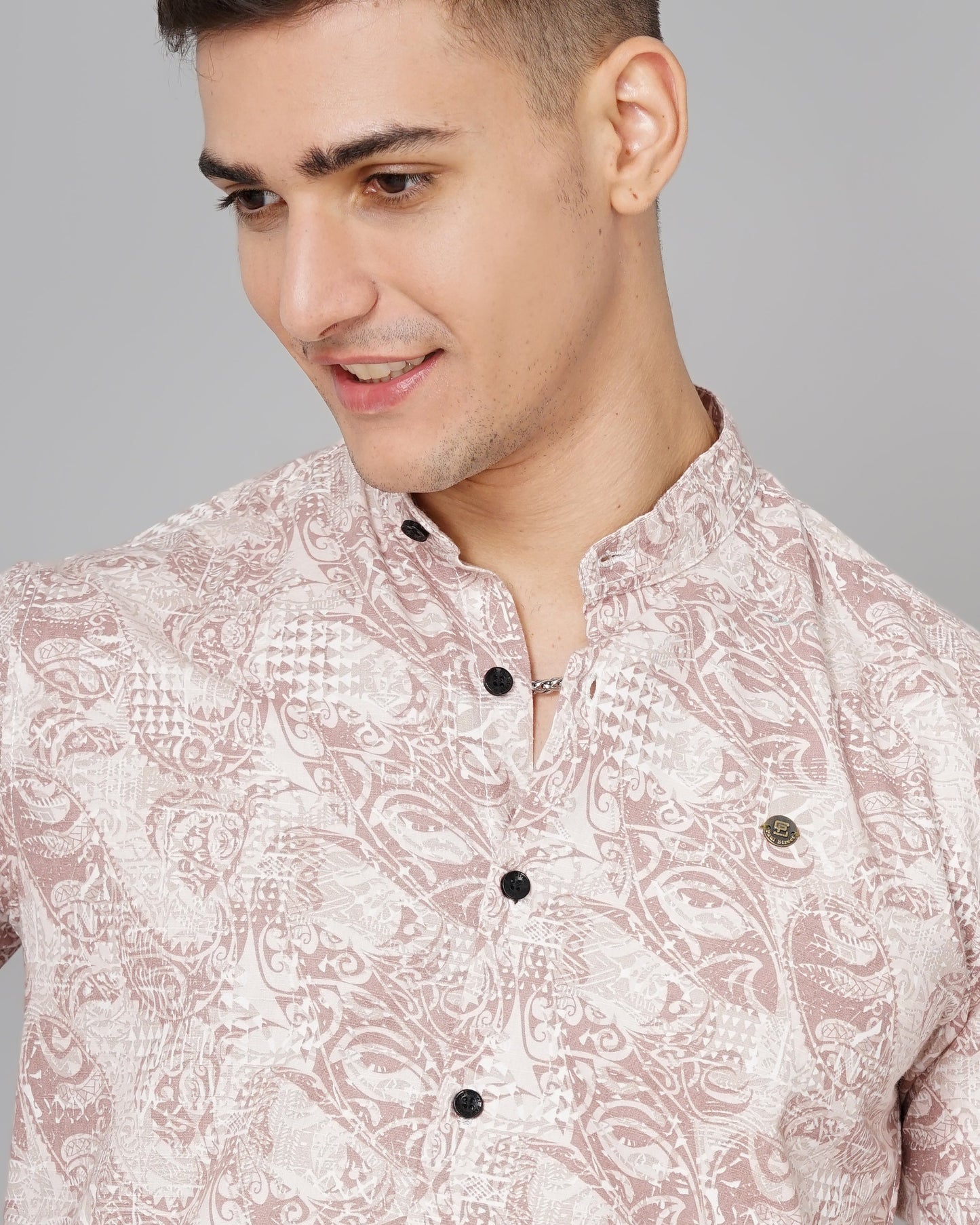 Floral Brown Linen Shirt